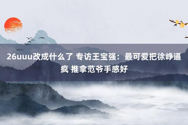 26uuu改成什么了 专访王宝强:最可爱把徐峥逼疯 推拿范爷手感好