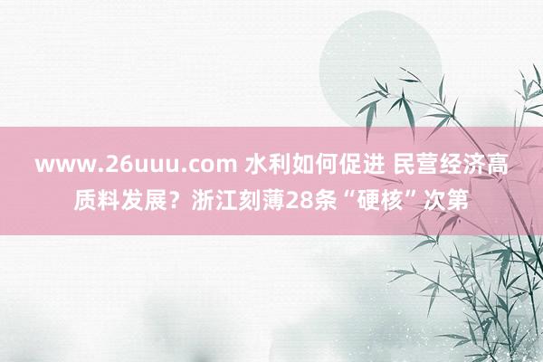 www.26uuu.com 水利如何促进 民营经济高质料发展？浙江刻薄28条“硬核”次第