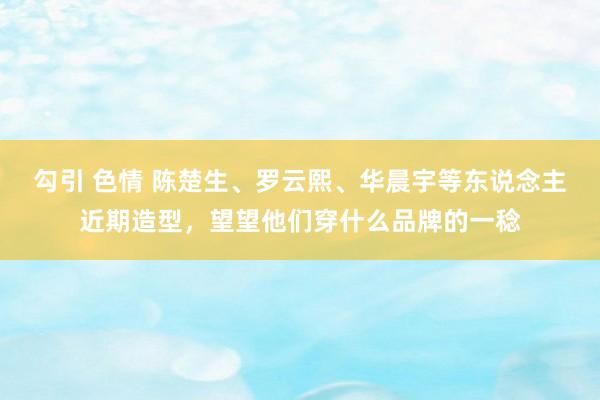 勾引 色情 陈楚生、罗云熙、华晨宇等东说念主近期造型，望望他们穿什么品牌的一稔